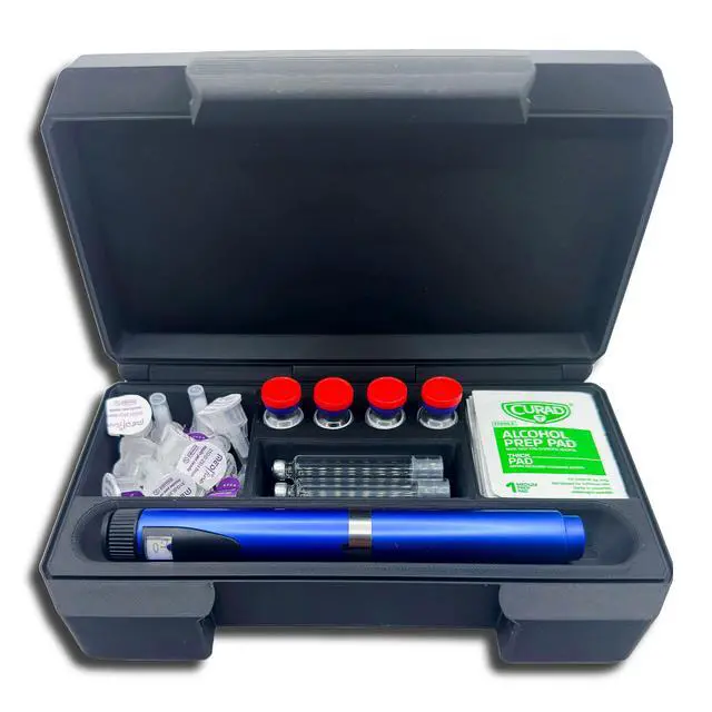 Alt view image 6 of 7 - Peptide/Insulin Pen Case Holds 1 Pen, 4 Vials, Cartridges, Wipes & Pen Needles
