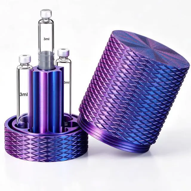 Main image of 3ml Injection Pen Cartridge Storage Tube with Purge Tower, 7 Slot Injection Pen Cartridges Holder for Protection Travel Fill Station Protective Case, Silk Purple Color
