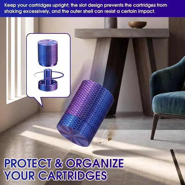 Alt view image 3 of 6 - 3ml Injection Pen Cartridge Storage Tube with Purge Tower, 7 Slot Injection Pen Cartridges Holder for Protection Travel Fill Station Protective Case, Silk Purple Color