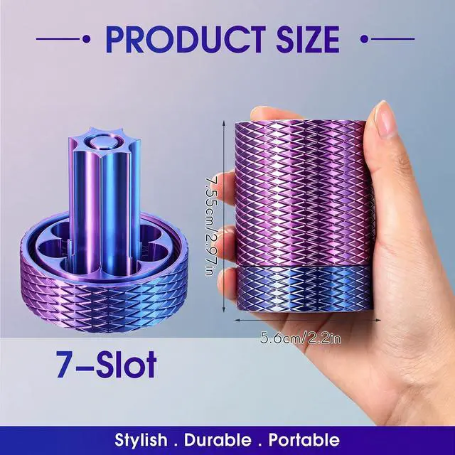 Alt view image 2 of 6 - 3ml Injection Pen Cartridge Storage Tube with Purge Tower, 7 Slot Injection Pen Cartridges Holder for Protection Travel Fill Station Protective Case, Silk Purple Color