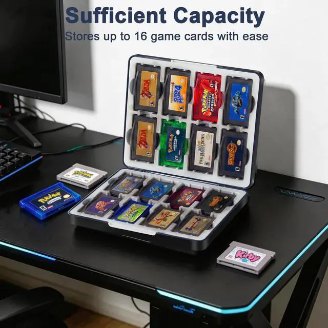 Alt view image 2 of 6 - GBA Magnetic Game Case Compatible with Game Boy Advance, Holder for 16 GBA Game Cartridges, Silicone Slots & Waterproof, Portable Travel Size Organizer Box Accessories for Game Collectors