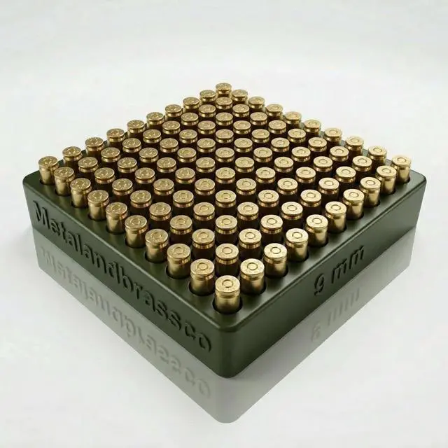 Alt view image 3 of 7 - 9mm Reloading Tray 100 Round Capacity Loading Block Cartridge Organizer for Handgun Reloading Bench Use -Army Green
