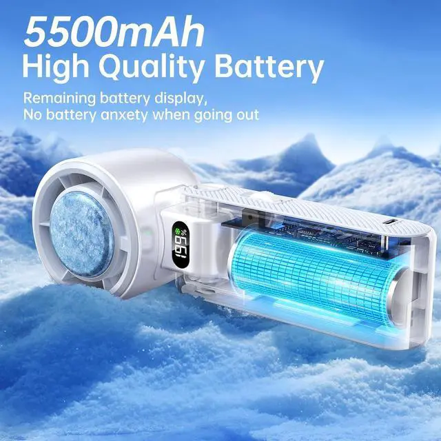 Alt view image 5 of 7 - Handheld Portable fan with Turbo Cooling 5500mAh 199 Speeds