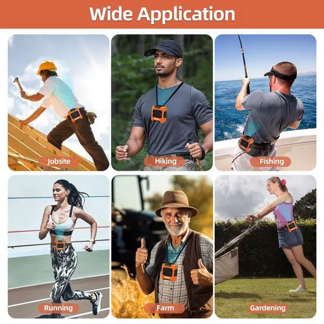 Alt view image 6 of 7 - Waist Fan - Portable Cooling Clip Belt Fan with 10000mAh Battery, 24H Working Time, 3 Speeds, 16000RPM Airflow, LED SOS Warning Light for Jobsite, Farming, Fishing, Hot Summer