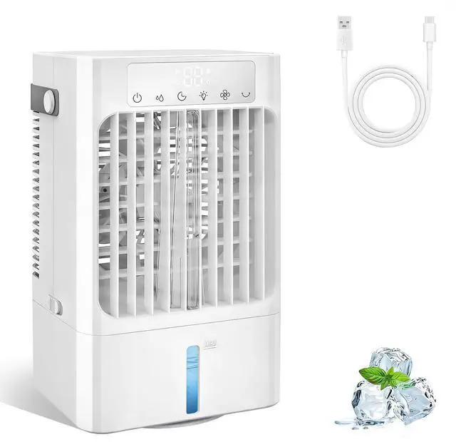 Main image of Portable Air Conditioner Fan, Mini Air Cooling Fan with 3 Speeds,Air Conditioner with 120° Oscillating & 1-8H Timer,AC with cooling mist,Ventilador portatil de CA for Bedroom Office-900ml water tank