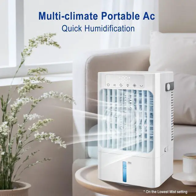 Alt view image 3 of 7 - Portable Air Conditioner Fan, Mini Air Cooling Fan with 3 Speeds,Air Conditioner with 120° Oscillating & 1-8H Timer,AC with cooling mist,Ventilador portatil de CA for Bedroom Office-900ml water tank