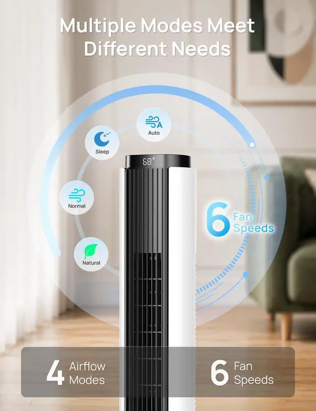 Alt view image 3 of 7 - Tower Fan for Bedroom, 26 ft/s Velocity Fans that Blow Cold Air