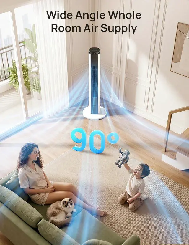 Alt view image 4 of 7 - Tower Fan for Bedroom, 26 ft/s Velocity Fans that Blow Cold Air
