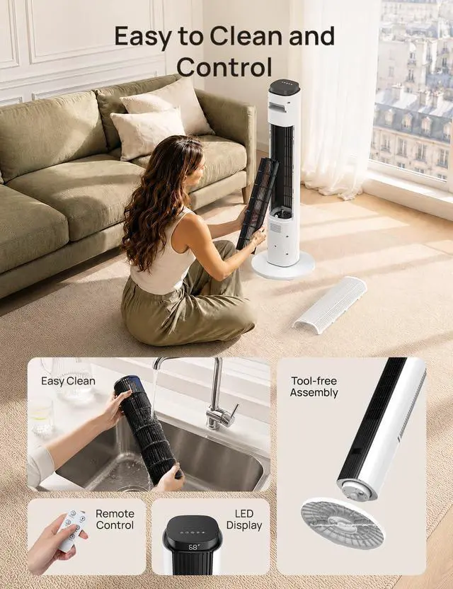 Alt view image 6 of 7 - Tower Fan for Bedroom, 26 ft/s Velocity Fans that Blow Cold Air