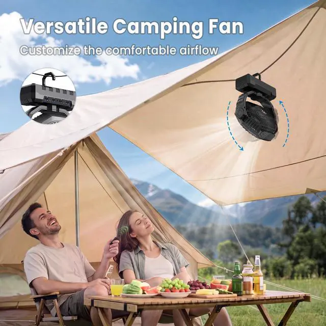 Alt view image 5 of 6 - 3-in-1 Camping Fan - Portable Fans Rechargeable - 24000mAh Battery Powered Fan with Light & Remote for Indoor, Outdoor, Tent, Travel, Fishing, Jobsite, Gifts for Men Dad Him - Black