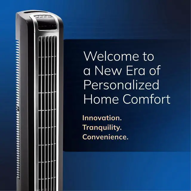 Alt view image 7 of 7 - Oscillating Tower Fan with Remote Control and Timer - Quiet Standing Fan for Bedroom, Office, and Home - 3 Speeds - Powerful Cooling Air - 2511 - 36" Tall - Black