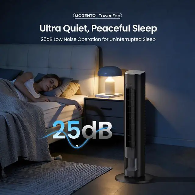 Alt view image 3 of 7 - Smart Tower Fan with Remote, WiFi/App/Voice Control, 25dB, Black
