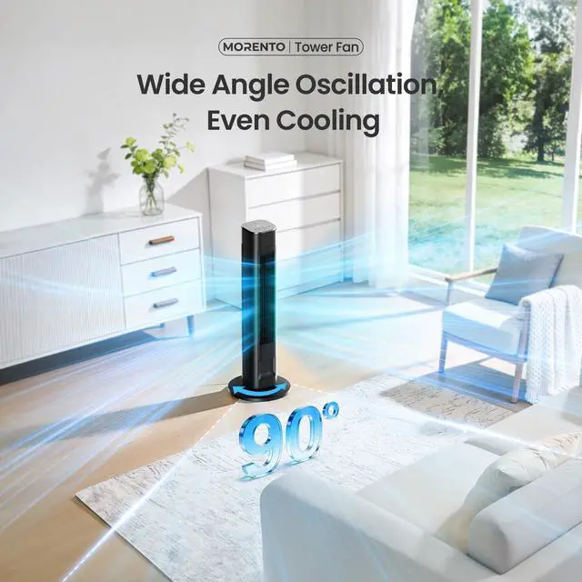 Alt view image 5 of 7 - Smart Tower Fan with Remote, WiFi/App/Voice Control, 25dB, Black