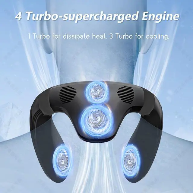 Alt view image 2 of 5 - Neck Air Conditioner Fans That Blow Cold Air Cooling Device Wearable Fan, 5200mAh Battery Operated Rechargeable Personal Fan, Black