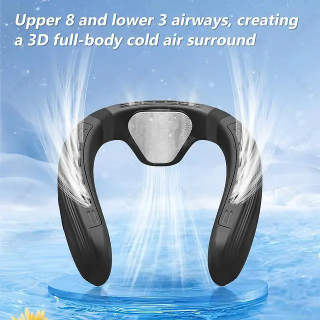 Alt view image 3 of 5 - Neck Air Conditioner Fans That Blow Cold Air Cooling Device Wearable Fan, 5200mAh Battery Operated Rechargeable Personal Fan, Black
