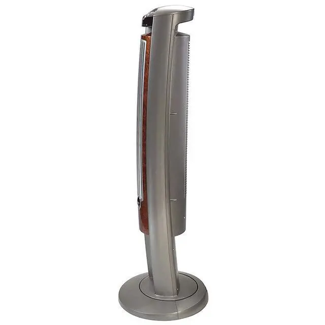 Alt view image 4 of 7 - Oscillating Tower Fan with Remote - Quiet Standing Fan for Bedroom, Office, and Home - 3 Speeds - Powerful Cooling Air - T42954 - 42" Tall Gray/Woodgrain