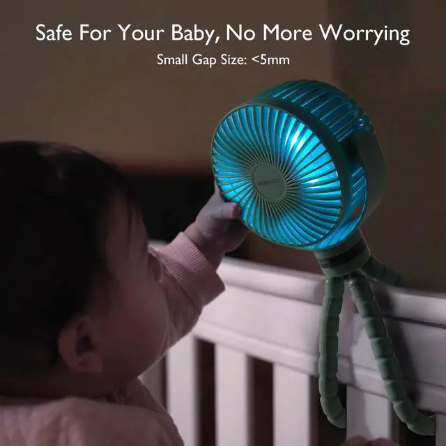 Alt view image 4 of 7 - 8000mAh Portable Stroller Fan, 27H Ultra-long Battery Life
