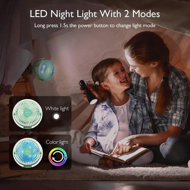 Alt view image 6 of 7 - 8000mAh Portable Stroller Fan, 27H Ultra-long Battery Life