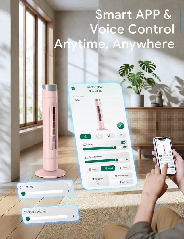 Alt view image 2 of 4 - Smart Tower Fan for Bedroom,120° Oscillating Fans that Blow Cold Air