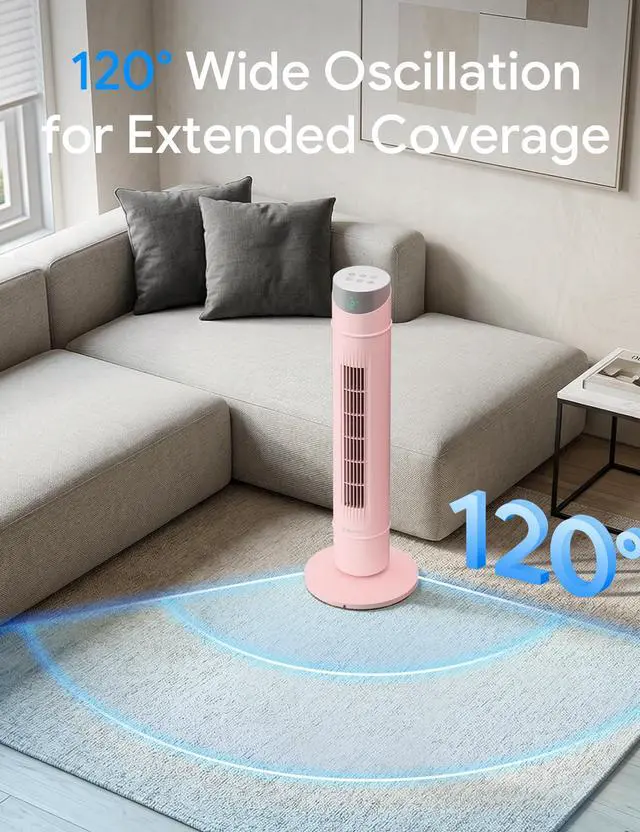 Alt view image 3 of 4 - Smart Tower Fan for Bedroom,120° Oscillating Fans that Blow Cold Air