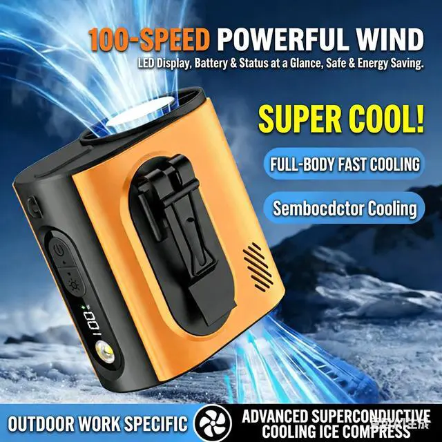 Alt view image 3 of 7 - Portable Wearable Waist Iec Fan,with Semiconductor Ice Cooler,10000mAh Rechargeable Clip On Belt Cooling Fan, 100-Speed/16000RPM Personal Body Fans,25H Work Time for Camping, Outdoor, JobsiteOrange