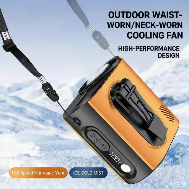 Alt view image 6 of 7 - Portable Wearable Waist Iec Fan,with Semiconductor Ice Cooler,10000mAh Rechargeable Clip On Belt Cooling Fan, 100-Speed/16000RPM Personal Body Fans,25H Work Time for Camping, Outdoor, JobsiteOrange