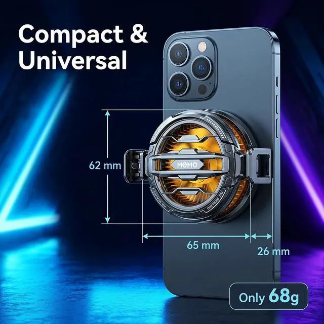 Alt view image 6 of 6 - Magnetic Phone Cooler Gaming Semiconductor Fan for iPhone Android