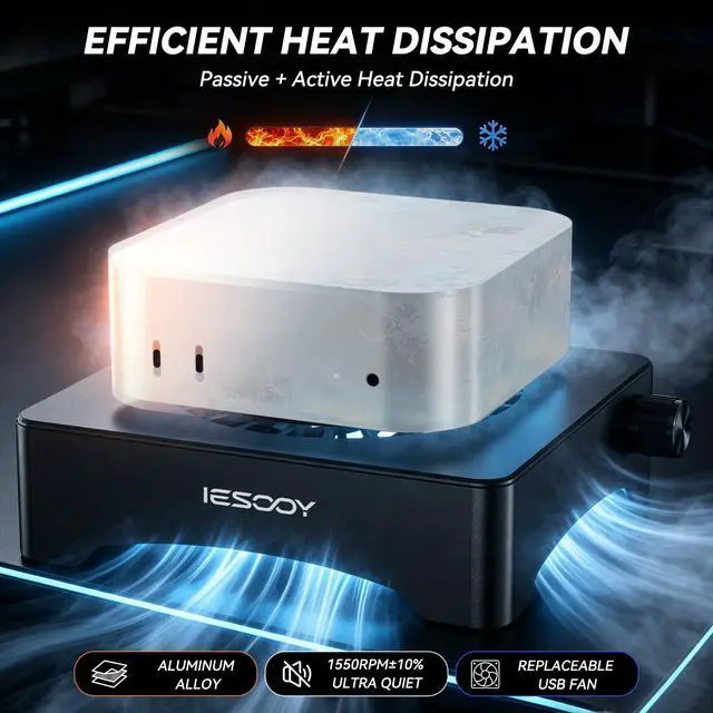 Alt view image 2 of 6 - Quiet 120mm USB Cooling Fan with Aluminum Stand