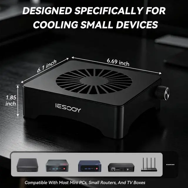 Alt view image 3 of 6 - Quiet 120mm USB Cooling Fan with Aluminum Stand