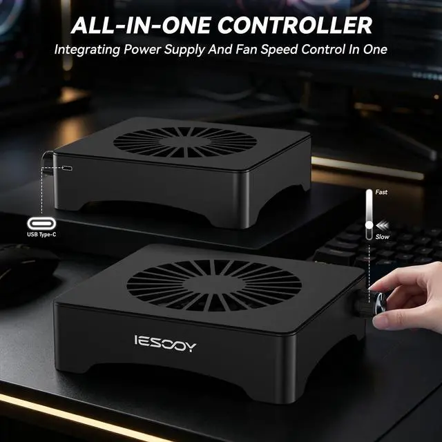 Alt view image 4 of 6 - Quiet 120mm USB Cooling Fan with Aluminum Stand