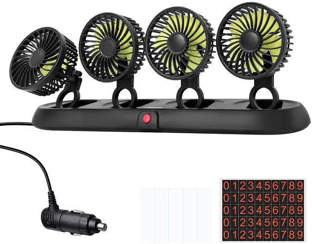 Main image of Portable 4-Head Car Cooling Fan with Cigarette Lighter Plug
