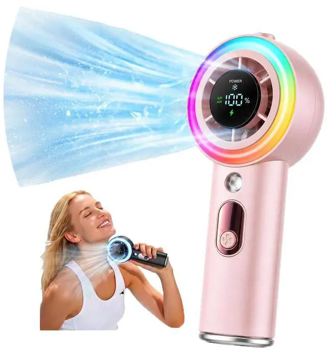 Main image of Portable Fan with Mist, AC-Level Ice Cooling Handheld Fan, 5000mAh Battery