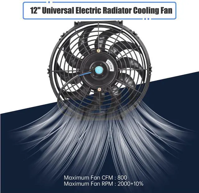 Alt view image 5 of 7 - 12 Inch Slim Fan Push Pull Electric Radiator Cooling Fan Universal High Performance 12V 80W Motor with Fan Mounting Kit (Black)