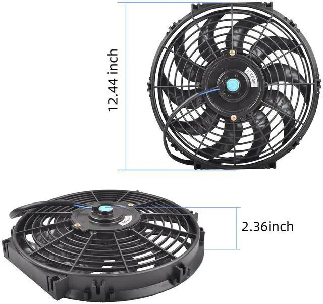 Alt view image 4 of 7 - 12 Inch Slim Fan Push Pull Electric Radiator Cooling Fan Universal High Performance 12V 80W Motor with Fan Mounting Kit (Black)