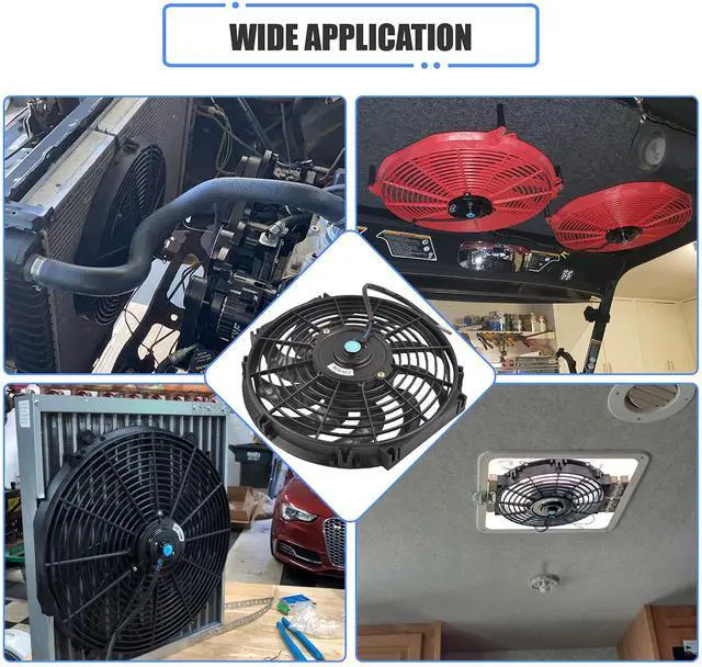 Alt view image 6 of 7 - 12 Inch Slim Fan Push Pull Electric Radiator Cooling Fan Universal High Performance 12V 80W Motor with Fan Mounting Kit (Black)