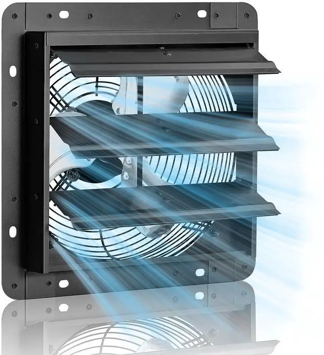 Main image of 10 Inch Shutter Exhaust Fan for Garage, 890 CFM, Plug & Play