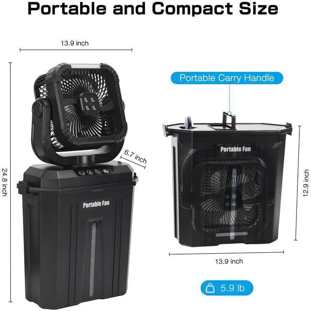 Alt view image 2 of 7 - Portable Oscillating Misting Fan with 12L Water Bucket