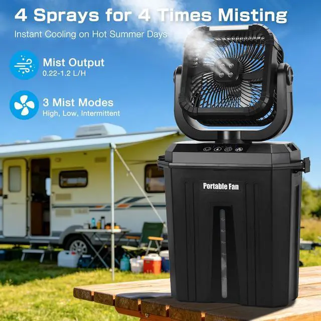 Alt view image 3 of 7 - Portable Oscillating Misting Fan with 12L Water Bucket