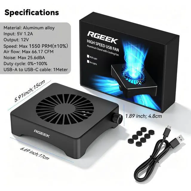 Alt view image 6 of 7 - 5V USB Computer Fan, Mini PC Cooling Fan, with Adjustable Speed Controller