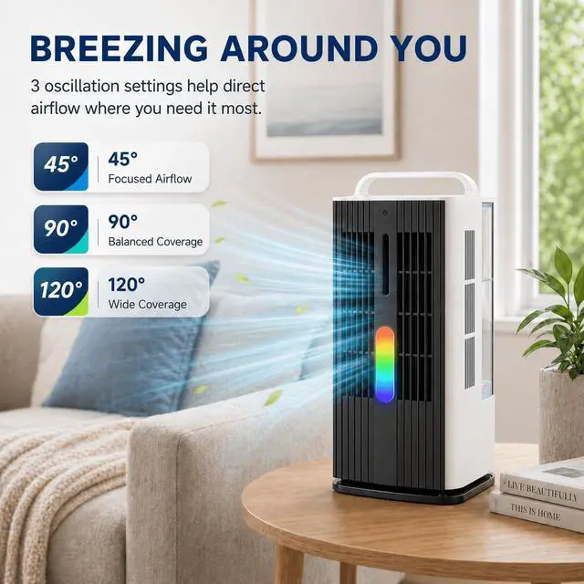 Alt view image 2 of 7 - 1700ml Portable Air Conditioner Fan with LED Light Cooler