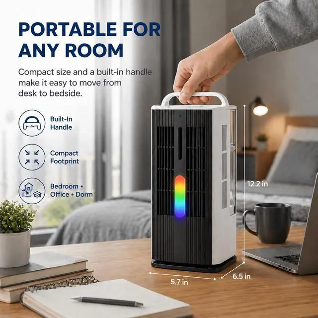 Alt view image 4 of 7 - 1700ml Portable Air Conditioner Fan with LED Light Cooler