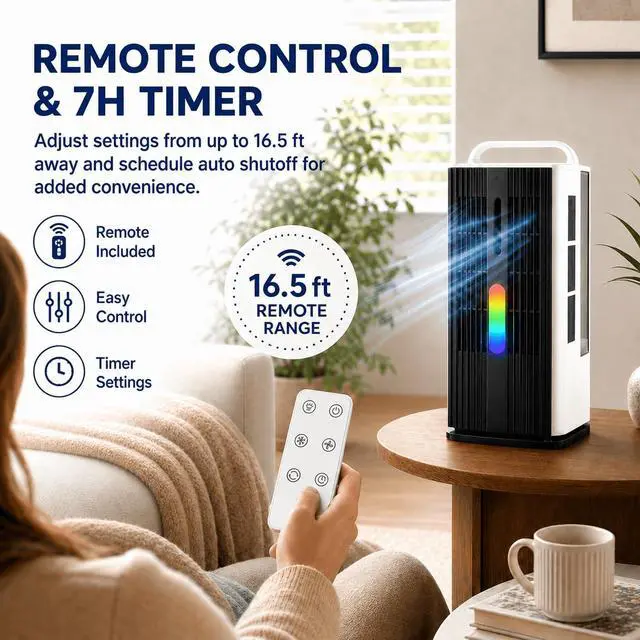 Alt view image 3 of 7 - 1700ml Portable Air Conditioner Fan with LED Light Cooler