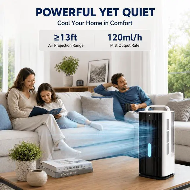 Alt view image 5 of 7 - 1700ml Portable Air Conditioner Fan with LED Light Cooler