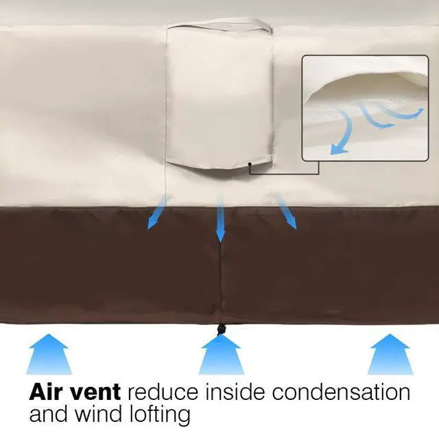 Alt view image 7 of 7 - 2-Seater Heavy Duty Patio Deep Bench Loveseat Cover,100% Waterproof Outdoor Deep Sofa Cover, Lawn Patio Furniture Covers with Air Vent, Medium (Deep), Beige & Brown