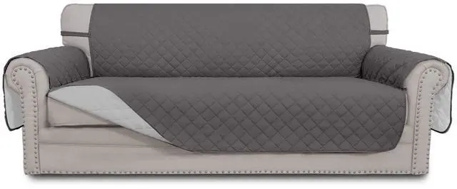 Main image of Reversible Couch Cover, 3 Cushion Sofa, Large, Gray/Light Gray