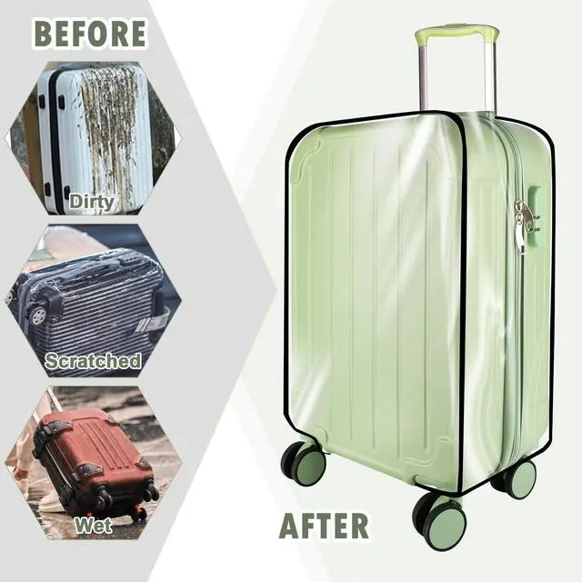 Alt view image 5 of 7 - 3 Pieces Thicken Clear Luggage Cover Protector, 20" 24" 28" PVC Luggage Covers for Suitcase Waterproof Dustproof Anti-scratch Travel Suitcase Covers Case for Wheeled Luggage