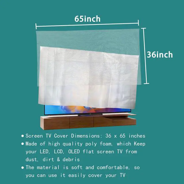 Alt view image 2 of 6 - Foam Flat Screen TV Cover and Bubble Flat Screen TV Protective Covers Fits Up to 65''W x 36''H, Flat Screen TV Protection During House Moving, Storing, or Home Renovation (Double-layer)