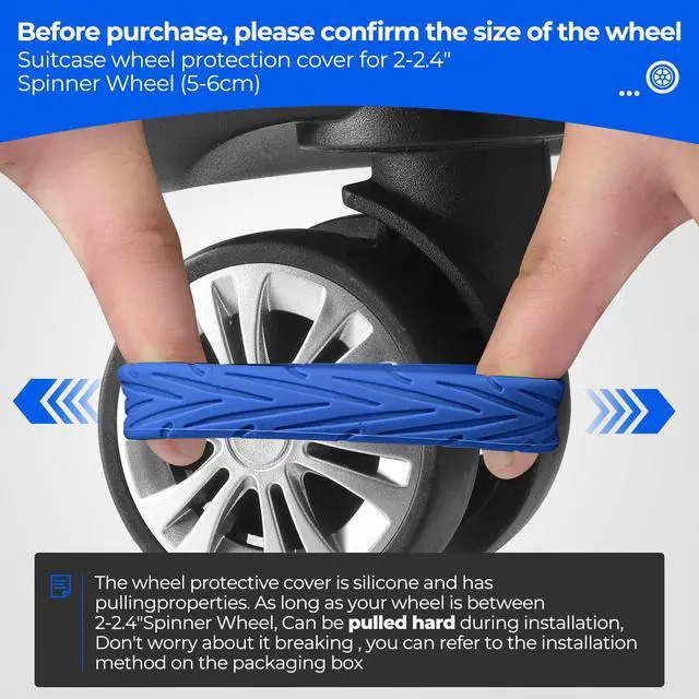 Alt view image 3 of 7 - 8Pcs Upgrade Luggage Wheel Covers, Travel Accessories (Blue)