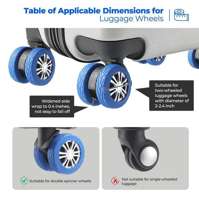 Alt view image 5 of 7 - 8Pcs Upgrade Luggage Wheel Covers, Travel Accessories (Blue)