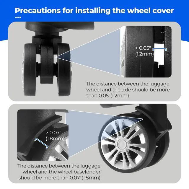 Alt view image 7 of 7 - 8Pcs Upgrade Luggage Wheel Covers, Travel Accessories (Blue)